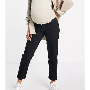 ASOS Design Maternity Black Relaxed Mom Jeans with Elasticated Side Waistband 10